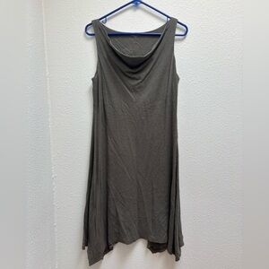 Eileen Fisher Cowl Neck Green Gray Summer Dress Size Medium